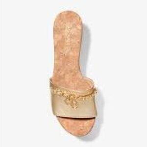 Michael Kors Elsa Platform Gold Metallic Leather 6M